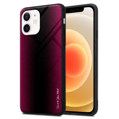 CADORABO Ohišje, združljiv z Apple - Stripe Optics v Crimson Pink - Zaščitni pokrov iz silikona TPU in hrbta iz kaljenega stekla