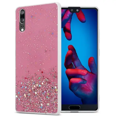 Cadorabo Case, združljiv s Huawei v roza barvi z bleščicami - zaščitni pokrov iz fleksibilnega silikona TPU s penečimi bleščicami