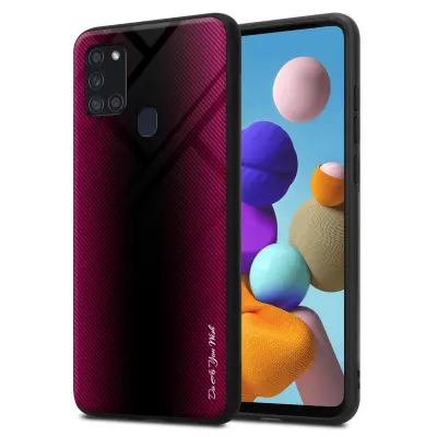 Cadorabo Case, združljiv s Samsung - Stripe Optics v Crimson Pink - Zaščitni pokrov iz silikona TPU in hrbta iz kaljenega stekla