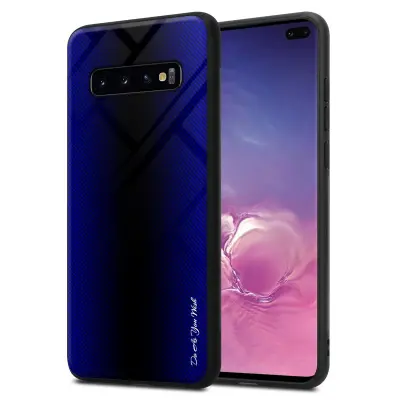 CADORABO Ohišje, združljiv s Samsung - Stripe Optics v kobaltu vijolični - zaščitni pokrov iz silikona TPU in hrbta iz kaljenega stekla