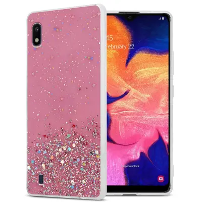Cadorabo Case, združljiv s Samsungom v roza barvi z bleščicami - zaščitni pokrov iz fleksibilnega silikona TPU s penečimi bleščicami