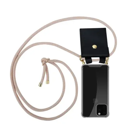 CADORABO združljivo z Apple v Pearly Rosegold - silikonski zaščitni pokrov z zlatimi obroči, kabelskim pasom in snemljivim ohišjem