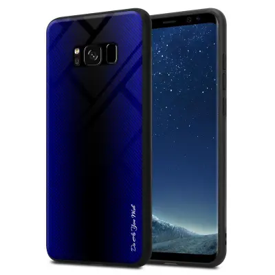 CADORABO Ohišje, združljiv s Samsung - Stripe Optics v kobaltu vijolični - zaščitni pokrov iz silikona TPU in hrbta iz kaljenega stekla