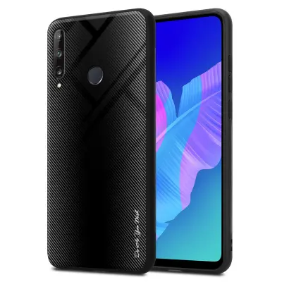 CADORABO Ohišje, združljiv s Huawei - Stripe Optics v Opal Black - Zaščitni pokrov iz silikona TPU in hrbta iz kaljenega stekla