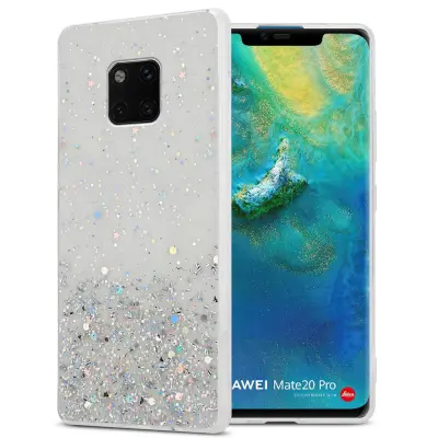 Cadorabo Case, združljiv s Huawei v prozornici z bleščicami - zaščitnim pokrovom, narejen iz fleksibilnega silikona TPU s penečimi bleščicami