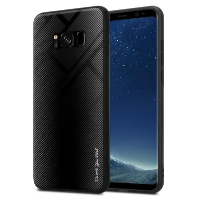 CADORABO Ohišje, združljiv s Samsung - Stripe Optics v Opal Black - Zaščitni pokrov iz silikona TPU in hrbta iz kaljenega stekla