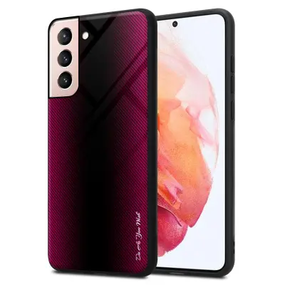 Cadorabo Case, združljiv s Samsung - Stripe Optics v Crimson Pink - Zaščitni pokrov iz silikona TPU in hrbta iz kaljenega stekla