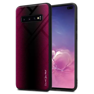 Cadorabo Case, združljiv s Samsung - Stripe Optics v Crimson Pink - Zaščitni pokrov iz silikona TPU in hrbta iz kaljenega stekla