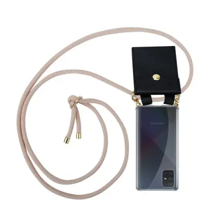 CADORABO Združljivo s Samsungom v Pearly Rosegold - Silikonski zaščitni pokrov z zlatimi obroči, jermen za vrvi in ​​snemljivimi ohišjem