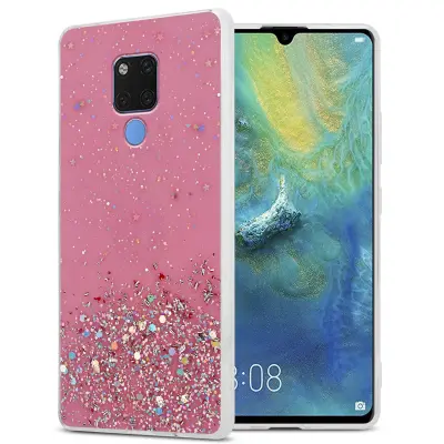 Cadorabo Case, združljiv s Huawei v roza barvi z bleščicami - zaščitni pokrov iz fleksibilnega silikona TPU s penečimi bleščicami