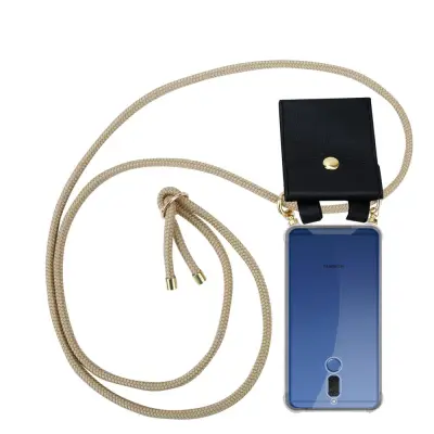 CADORABO CADORABO BEACIJA Združljiva s Huawei v Shiny Brown - Silikonski zaščitni pokrov z zlatimi obroči, jermen za vrvi in ​​snemljiv ohišje
