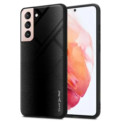 CADORABO Ohišje, združljiv s Samsung - Stripe Optics v Opal Black - Zaščitni pokrov iz silikona TPU in hrbta iz kaljenega stekla