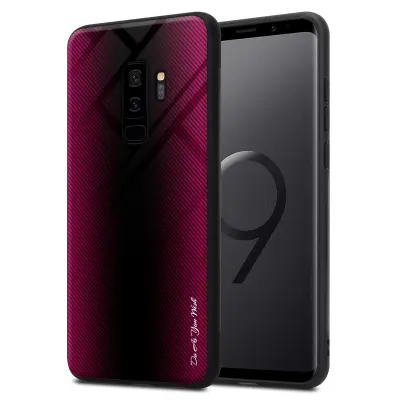 Cadorabo Case, združljiv s Samsung - Stripe Optics v Crimson Pink - Zaščitni pokrov iz silikona TPU in hrbta iz kaljenega stekla