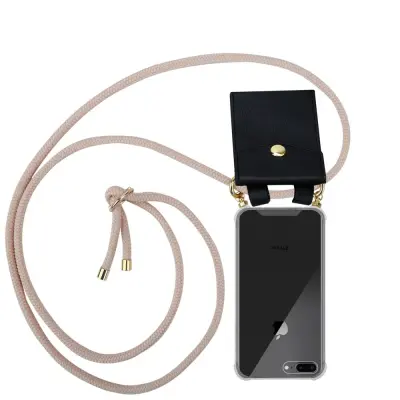 CADORABO združljivo z Apple v Pearly Rosegold - silikonski zaščitni pokrov z zlatimi obroči, kabelskim pasom in snemljivim ohišjem