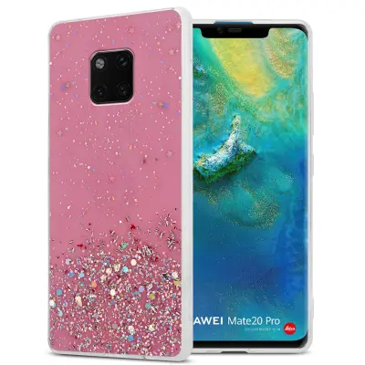 Cadorabo Case, združljiv s Huawei v roza barvi z bleščicami - zaščitni pokrov iz fleksibilnega silikona TPU s penečimi bleščicami