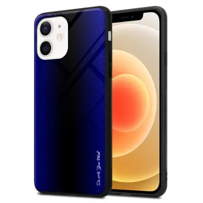CADORABO Ohišje, združljiv z Apple - Stripe Optics v kobaltu vijolični - zaščitni pokrov iz silikona TPU in hrbta iz kaljenega stekla