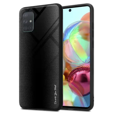 CADORABO Ohišje, združljiv s Samsung - Stripe Optics v Opal Black - Zaščitni pokrov iz silikona TPU in hrbta iz kaljenega stekla
