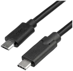 Akyga USB kabel  USB-mikro-B vtič\, USB-C® vtič 1.00 m črna  AK-USB-16
