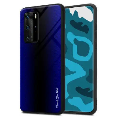 CADORABO Ohišje, združljiv s Huawei - Stripe Optics v kobaltu vijolični - zaščitni pokrov iz silikona TPU in hrbet iz kaljenega stekla