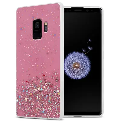 Cadorabo Case, združljiv s Samsungom v roza barvi z bleščicami - zaščitni pokrov iz fleksibilnega silikona TPU s penečimi bleščicami