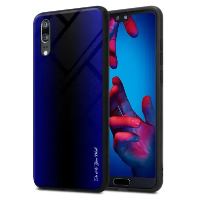 CADORABO Ohišje, združljiv s Huawei - Stripe Optics v kobaltu vijolični - zaščitni pokrov iz silikona TPU in hrbet iz kaljenega stekla