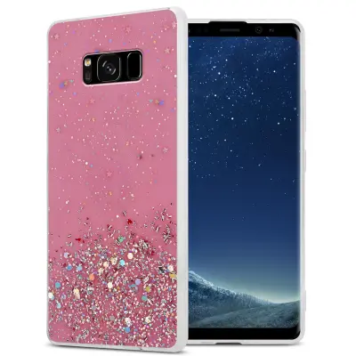 Cadorabo Case, združljiv s Samsungom v roza barvi z bleščicami - zaščitni pokrov iz fleksibilnega silikona TPU s penečimi bleščicami
