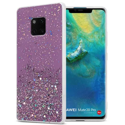 Cadorabo Case, združljiv s Huawei v vijolični barvi z bleščicami - zaščitni pokrov iz fleksibilnega silikona TPU s penečimi bleščicami
