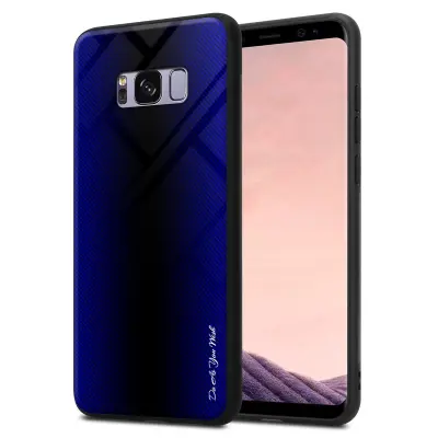 CADORABO Ohišje, združljiv s Samsung - Stripe Optics v kobaltu vijolični - zaščitni pokrov iz silikona TPU in hrbta iz kaljenega stekla