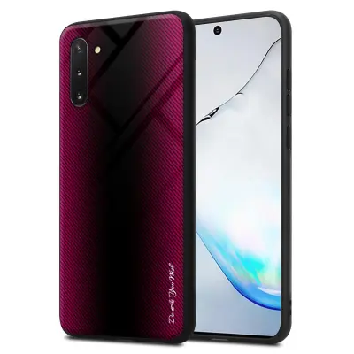 Cadorabo Case, združljiv s Samsung - Stripe Optics v Crimson Pink - Zaščitni pokrov iz silikona TPU in hrbta iz kaljenega stekla