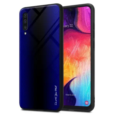 CADORABO Ohišje, združljiv s Samsung - Stripe Optics v kobaltu vijolični - zaščitni pokrov iz silikona TPU in hrbta iz kaljenega stekla