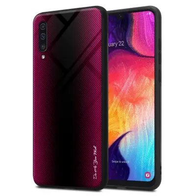 Cadorabo Case, združljiv s Samsung - Stripe Optics v Crimson Pink - Zaščitni pokrov iz silikona TPU in hrbta iz kaljenega stekla