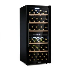Klarstein Barossa 102D, vinska vitrina, 2 coni, 102 steklenici, LED zaslon na dotik, črna