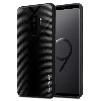 CADORABO Ohišje, združljiv s Samsung - Stripe Optics v Opal Black - Zaščitni pokrov iz silikona TPU in hrbta iz kaljenega stekla