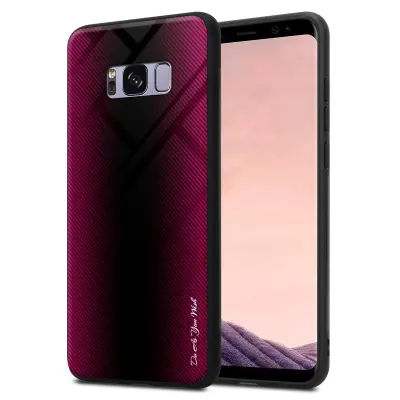 Cadorabo Case, združljiv s Samsung - Stripe Optics v Crimson Pink - Zaščitni pokrov iz silikona TPU in hrbta iz kaljenega stekla