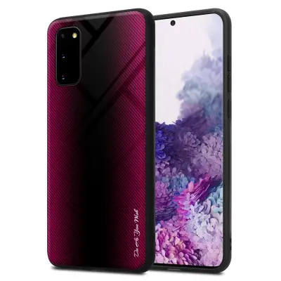 Cadorabo Case, združljiv s Samsung - Stripe Optics v Crimson Pink - Zaščitni pokrov iz silikona TPU in hrbta iz kaljenega stekla