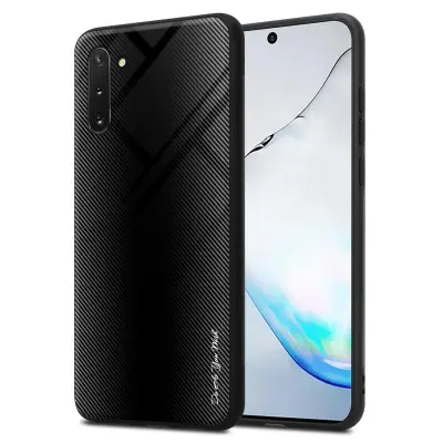 CADORABO Ohišje, združljiv s Samsung - Stripe Optics v Opal Black - Zaščitni pokrov iz silikona TPU in hrbta iz kaljenega stekla