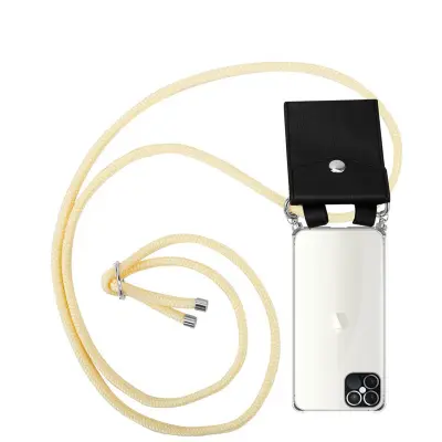 CADORABO Apple in Cream Beige - Silikonski zaščitni pokrov s srebrnimi obroči, kabelskim pasom in snemljivim primerom