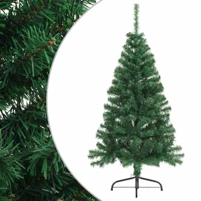vidaXL Umetna polovična novoletna jelka s stojalom zelena 150 cm PVC
