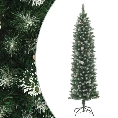 vidaXL Ozka umetna novoletna jelka s stojalom 120 cm PVC