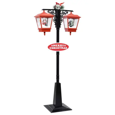 vidaXL Novoletna ulična svetilka z božičkom črno-rdeča 81x40x188cm PVC