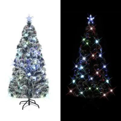 vidaXL Osvetljena novoletna jelka s stojalom 150 cm optična vlakna