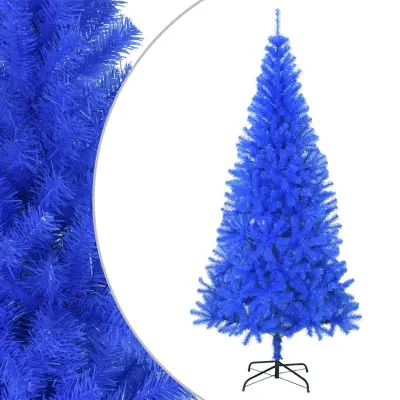 vidaXL Umetna novoletna jelka s stojalom modra 210 cm PVC