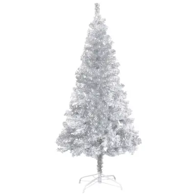 Umetna novoletna jelka s stojalom srebrna 120 cm PET