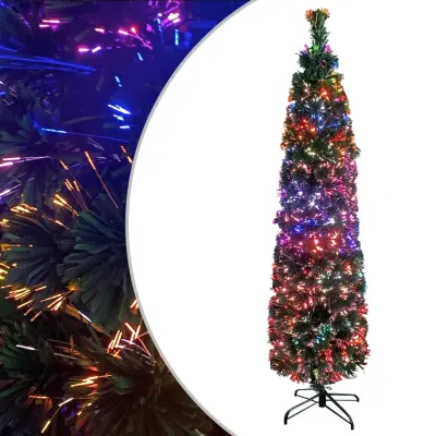 vidaXL Ozka umetna novoletna jelka s stojalom 120 cm optična vlakna