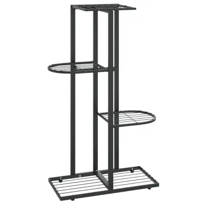 vidaXL Stojalo za rože 4-nadstropno 43x22x76 cm črna kovina