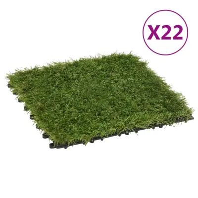 vidaXL Umetna trava plošče 22 kosov zelena 30x30 cm