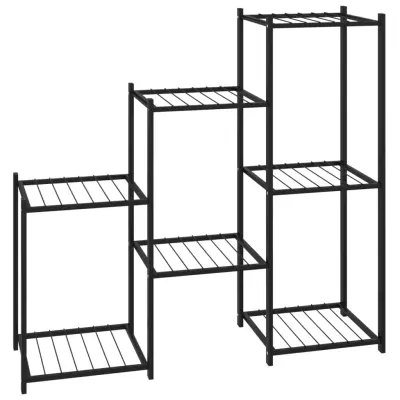 vidaXL Stojalo za rože 83x25x80 cm črno železo