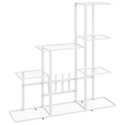 vidaXL Stojalo za rože 94,5x25x88 cm belo kovinsko