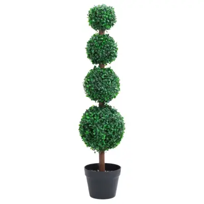 vidaXL Umetni pušpan z loncem okrogel zelene barve 90 cm