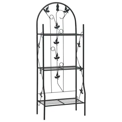 vidaXL 3-nadstropno stojalo za rastline črno 52x28x128 cm železo